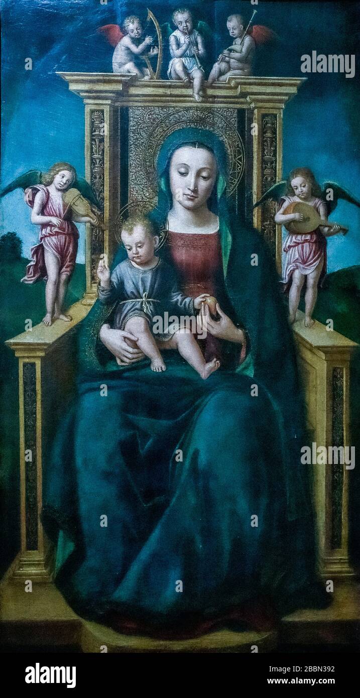 Italien Lombardei Mailand Poldi Pezzoli Museum - Madonna thront mit dem Kind und den Musikerangeln Stockfoto
