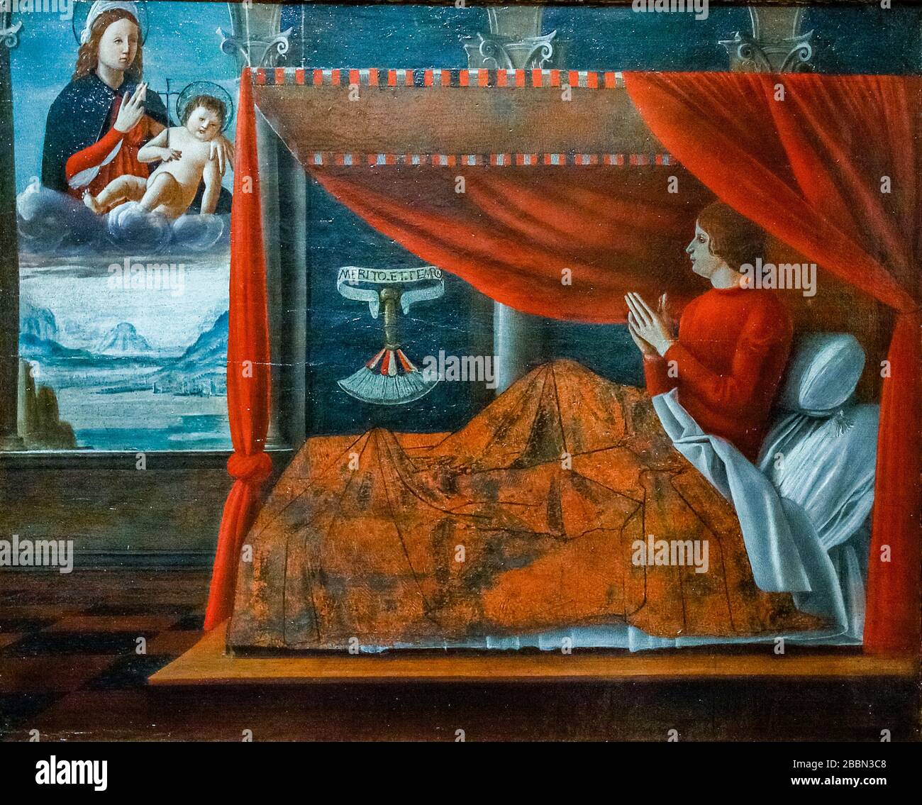 Italien Lombardei Mailand Poldi Pezzoli Museum - lombardischer Maler 16. Jahrhundert - Lodovico il Moro im Bett ruft die Madonna mit dem Kind auf Stockfoto