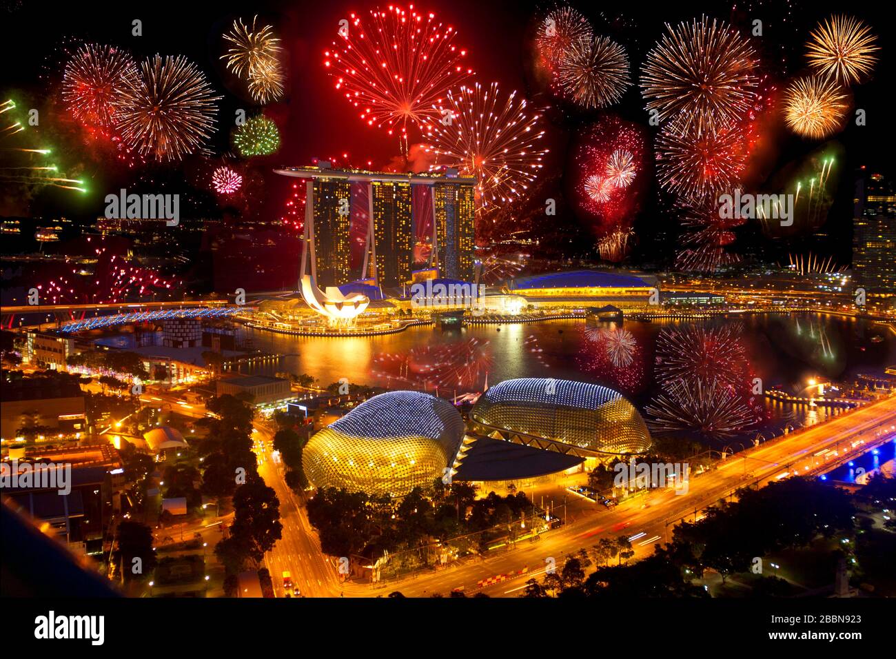 Singapur Feuerwerk Stockfoto