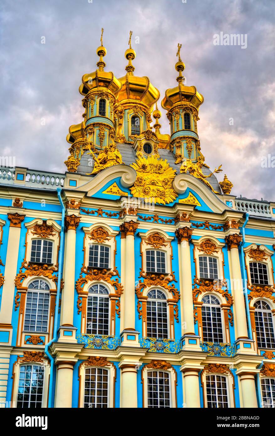 Kirche der Auferstehung im Katharinenpalast in Puschkin bei Sankt Petersburg, Russland Stockfoto