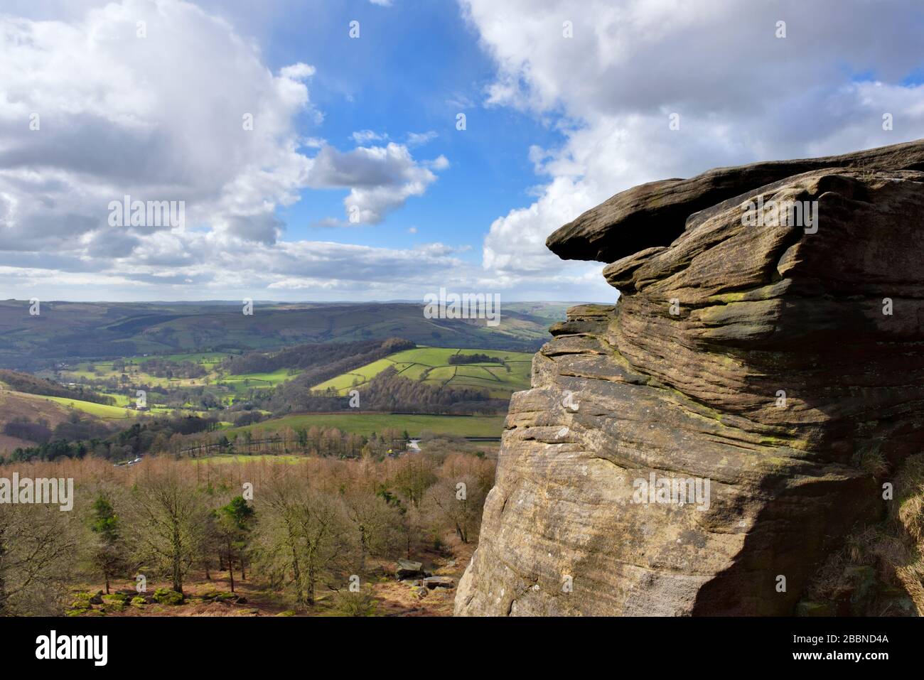 Stanage Edge, Gritstone Escarpment, Hathersage, Peak District National Park, Derbyshire, England, Großbritannien Stockfoto