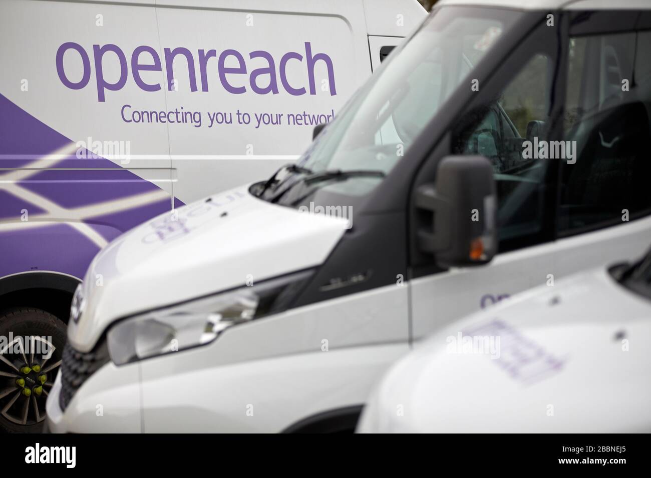 Der Geschäftsbereich OpenREACH des Telekommunikationsunternehmens BT plc unterhält Telefonkabel, Kanäle, Schränke und Vermittlungsstellen sowie das nationale Breitband und Tel Stockfoto