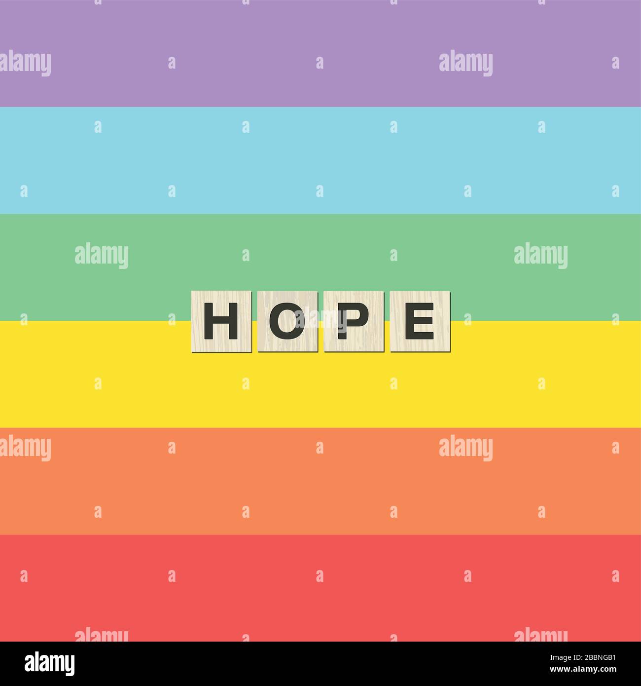 Hoffnung und Wunsch nach Regenbogenfahne. Soziale und globale Auswirkungen Stock Vektor