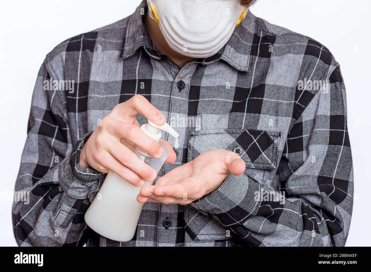 Teen junge mit antiseptischen Stockfoto