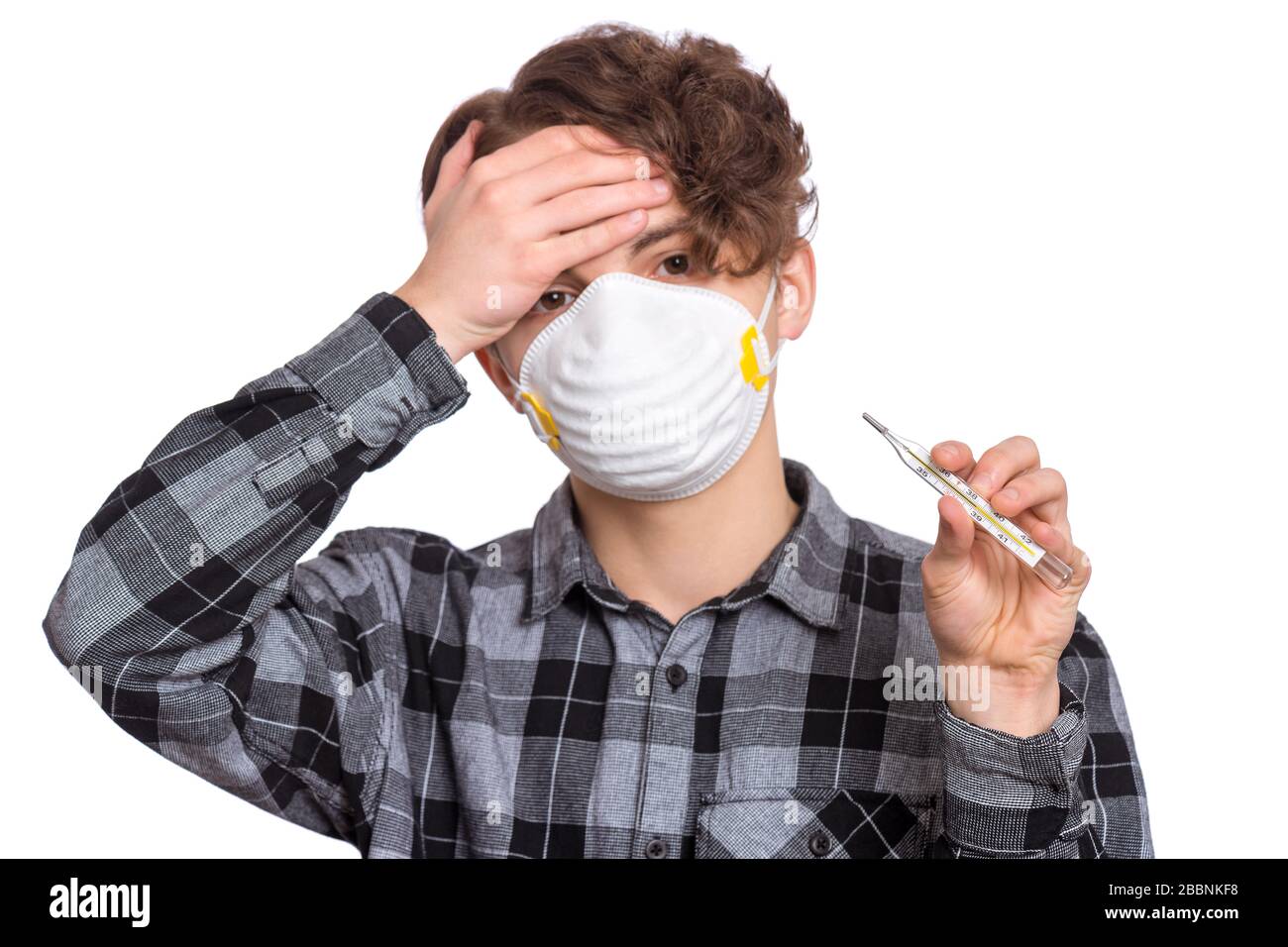 Teen junge mit Thermometer Stockfoto