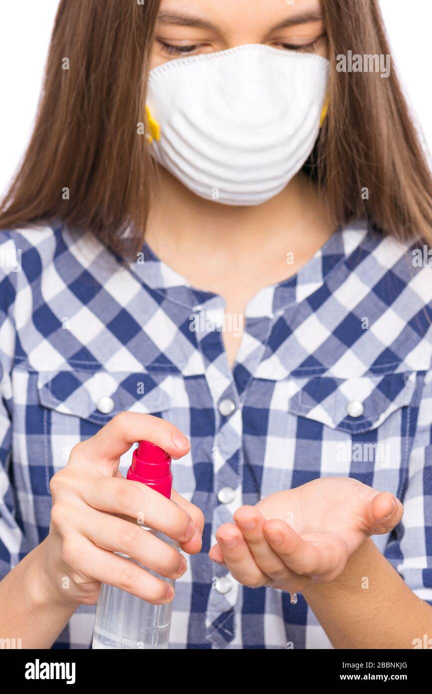 Teen Mädchen mit antiseptischen Stockfoto