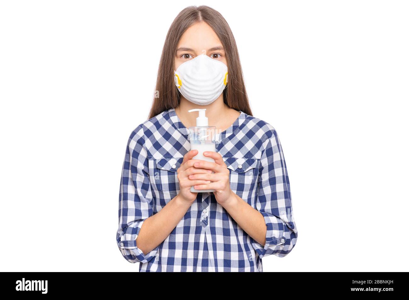 Teen Mädchen mit antiseptischen Stockfoto