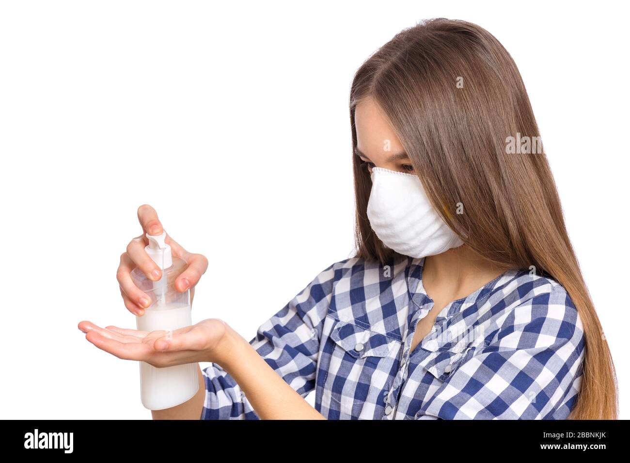 Teen Mädchen mit antiseptischen Stockfoto