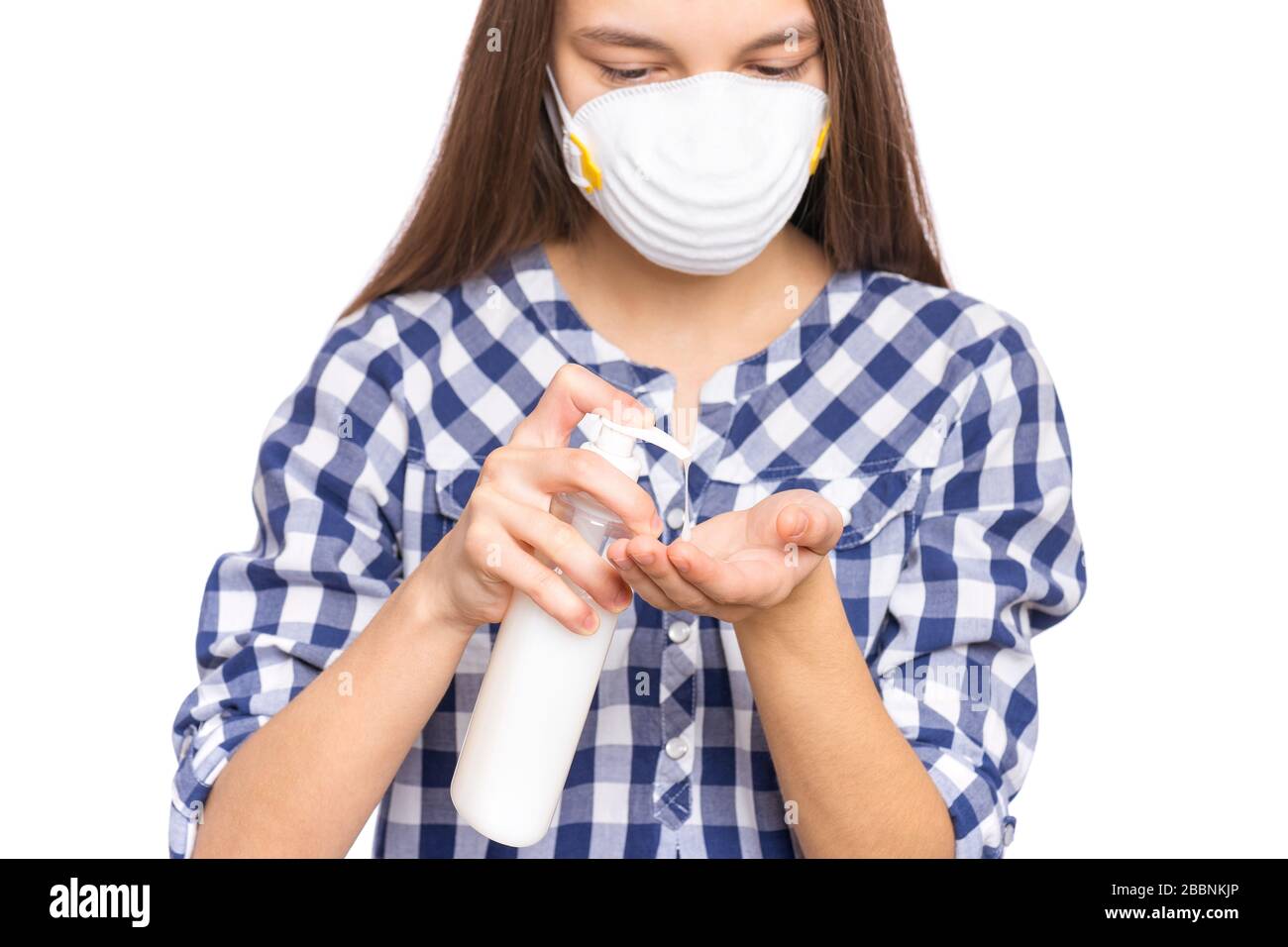 Teen Mädchen mit antiseptischen Stockfoto