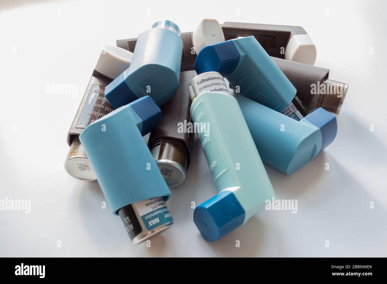Salbutamol und Beclazone Inhalatoren für die Behandlung von Asthma Sufferers Stockfoto