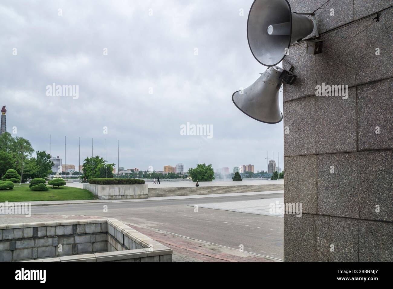 Nordkorea spielt Song, um die Bürger Pjöngjangs aufzuwachen Stockfoto