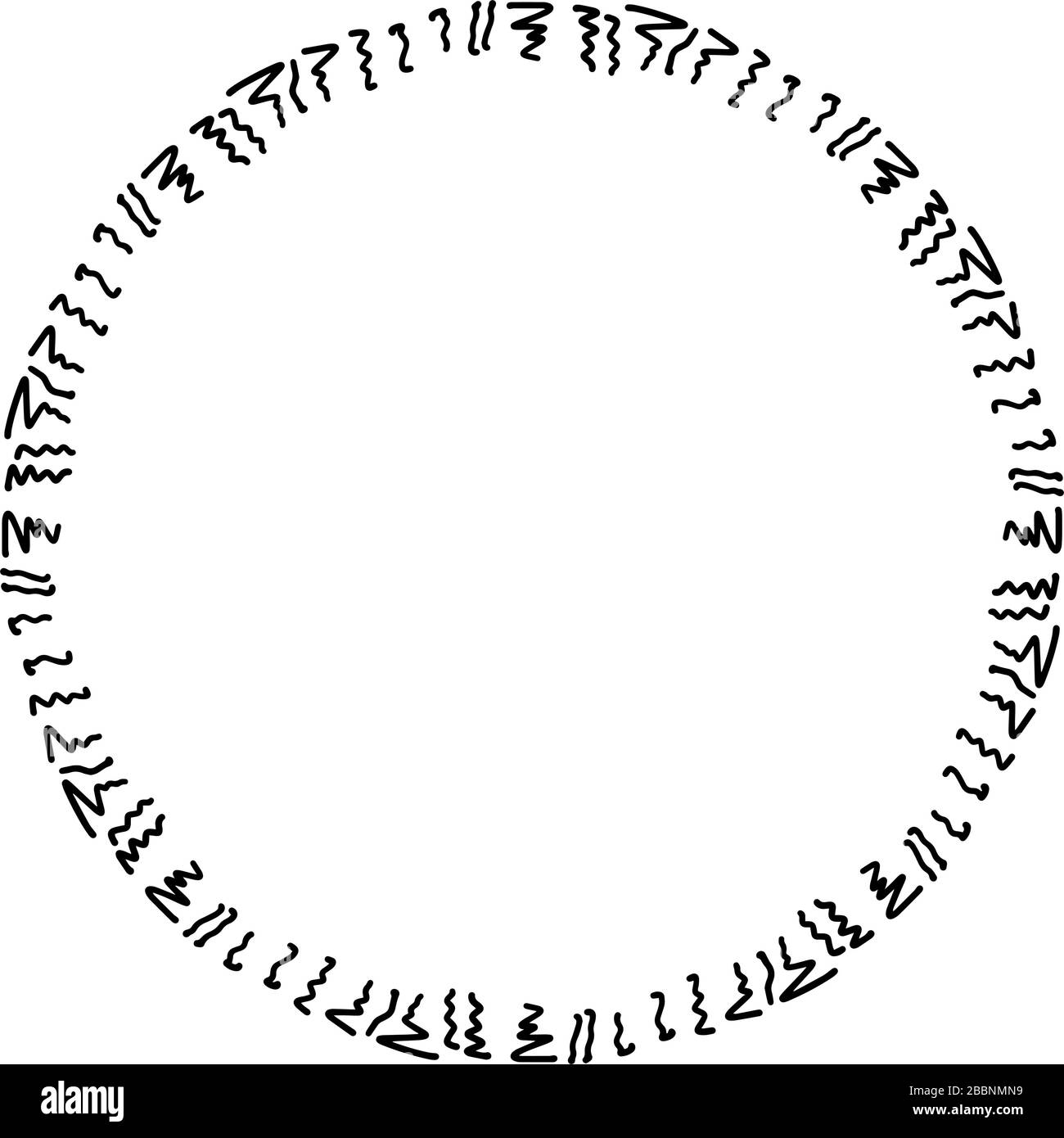 Abstrakter Doodle-Rahmen mit Wellenlinien. Isoliert auf weißem Hintergrund. Stock Vektor