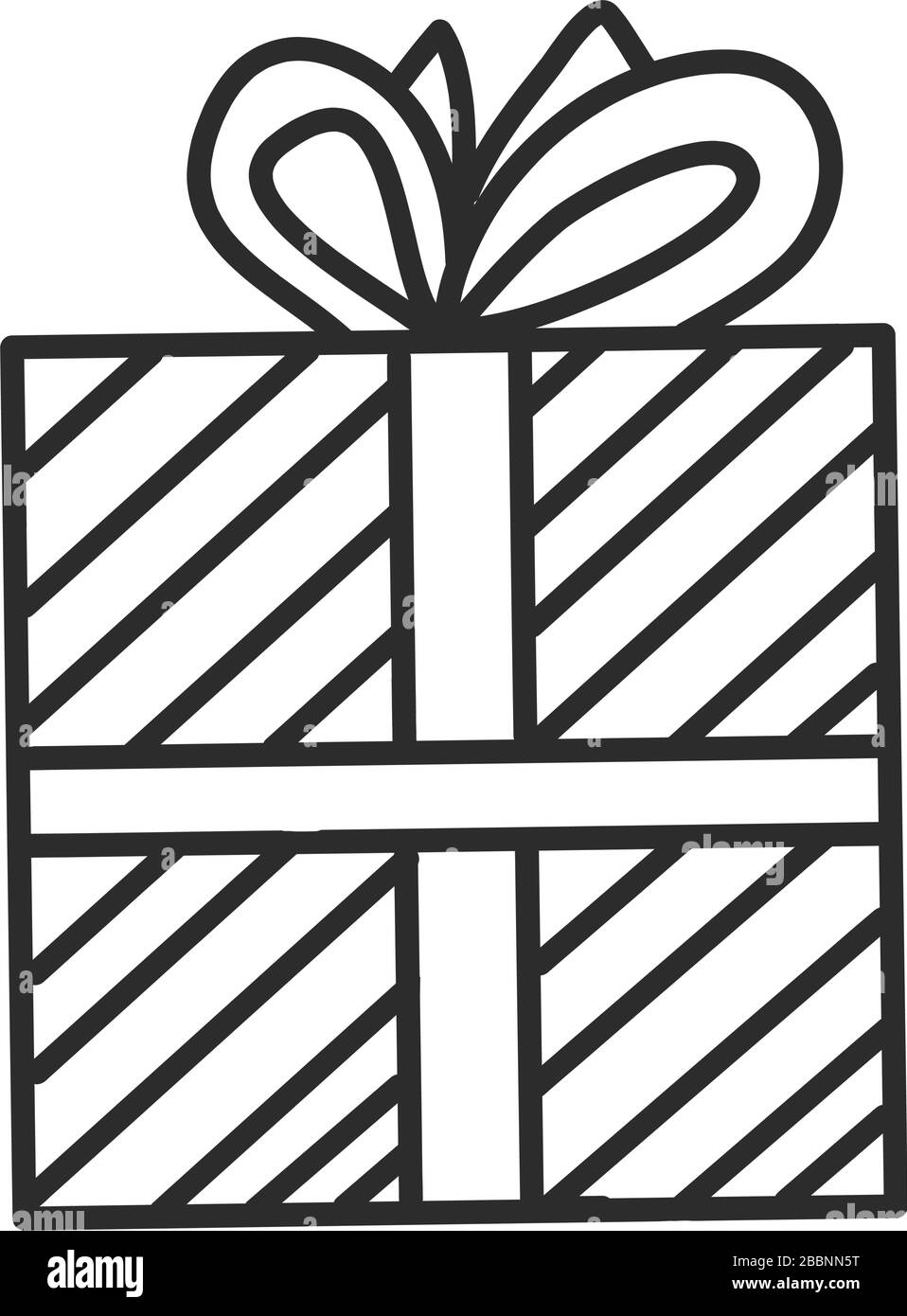 Doodle Einzelhandgeschenk, Geschenk, Neujahr und Weihnachtskiste. Illustration für Grußkarte, Poster, Aufkleber, saisonales Design, Muster, Stoff, i. Stock Vektor