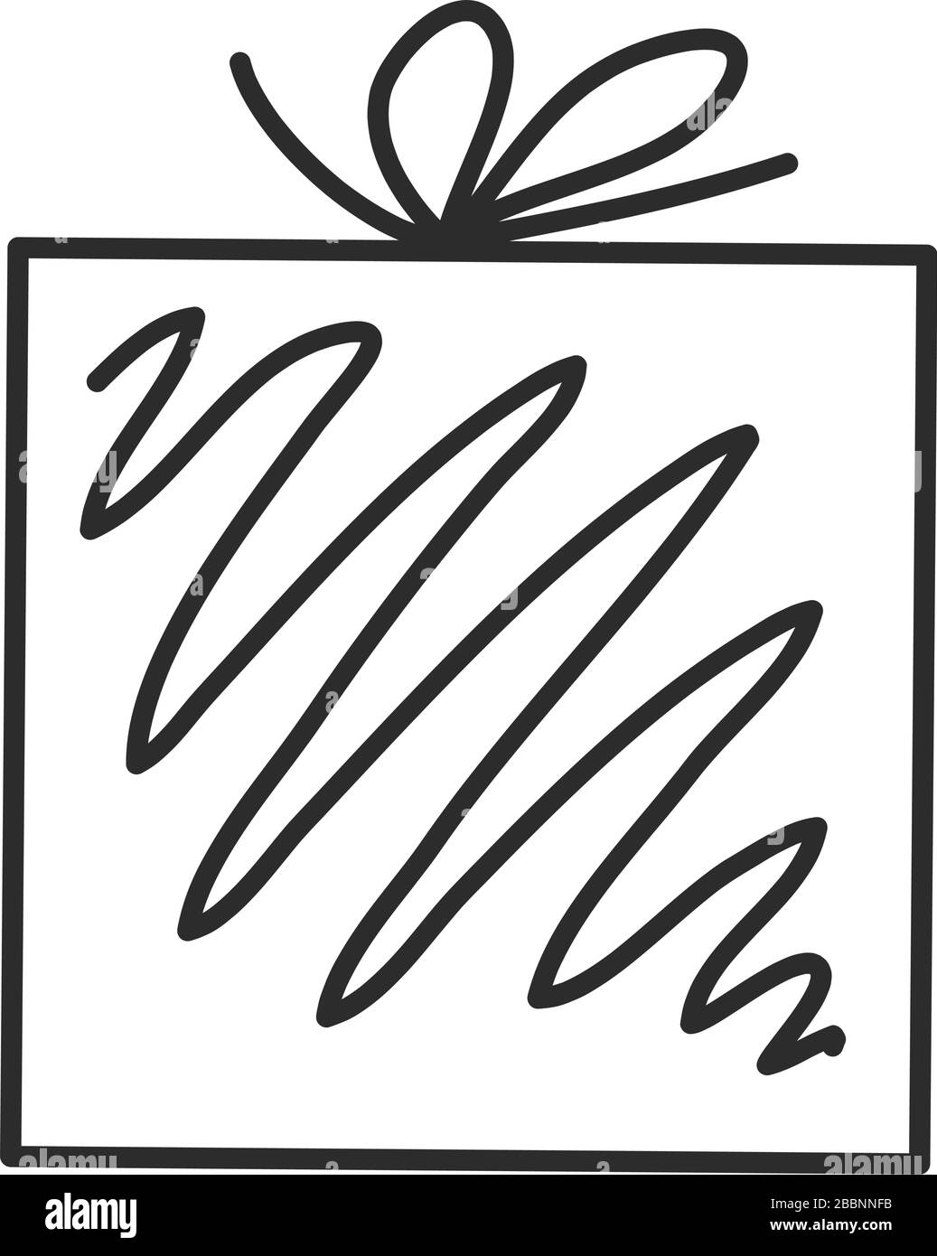 Doodle Einzelhandgeschenk, Geschenk, Neujahr und Weihnachtskiste. Illustration für Grußkarte, Poster, Aufkleber, saisonales Design, Muster, Stoff, i. Stock Vektor