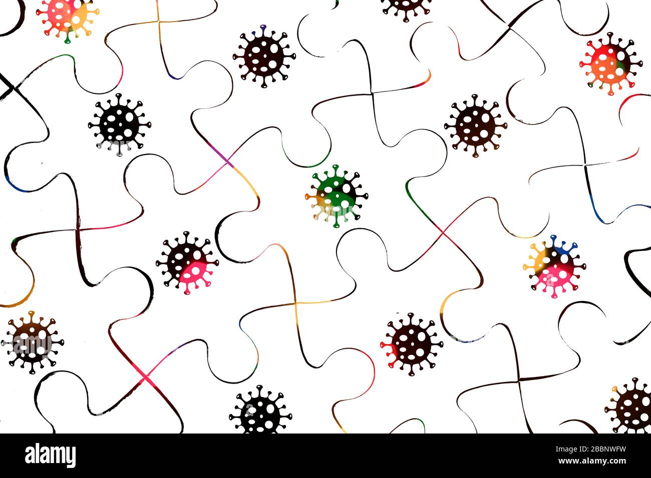 Corona Virus Pandemie Puzzle Hintergrund Stockfoto