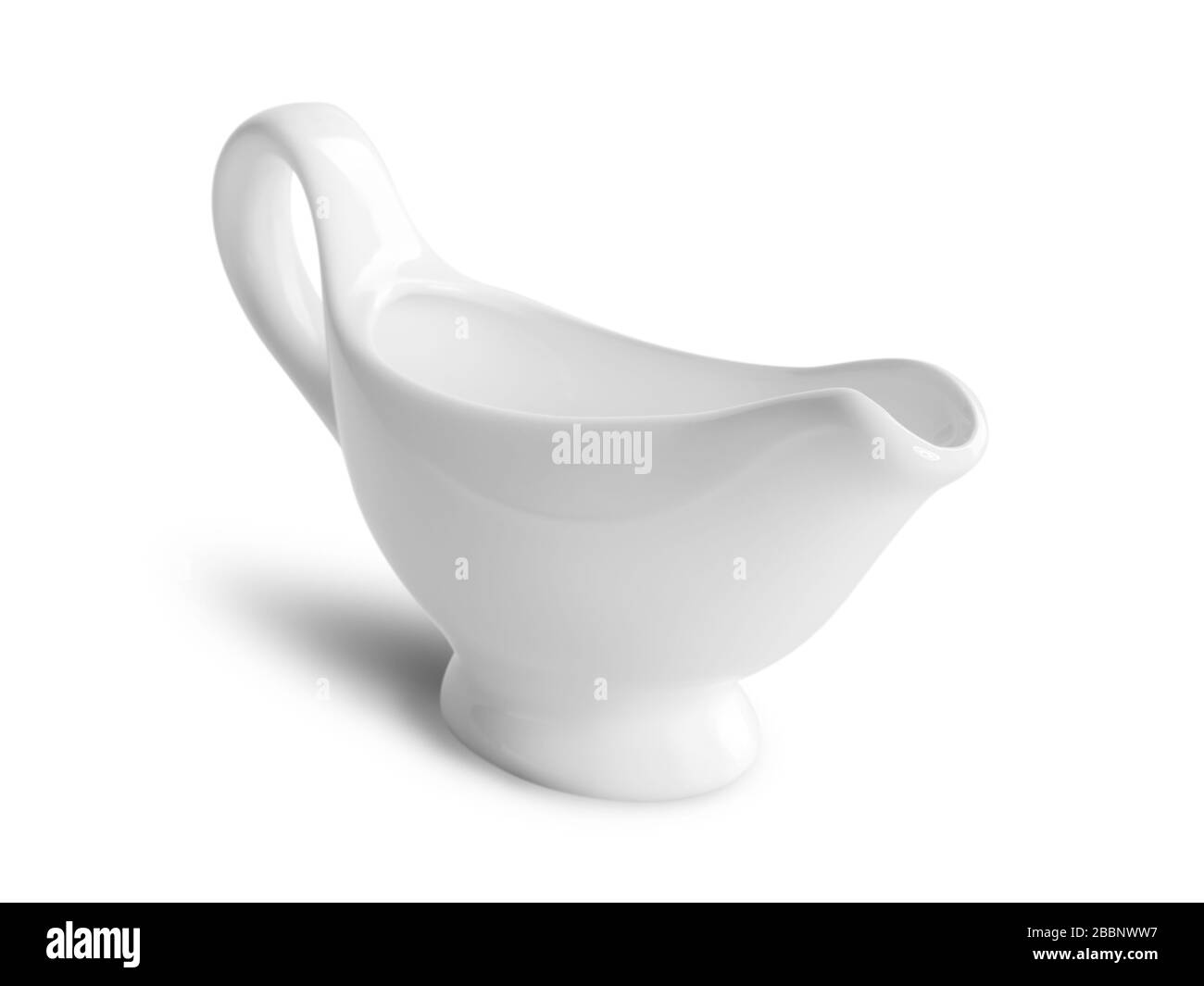 Leeres Keramikgravy Boot isoliert auf weißem Hintergrund Stockfoto