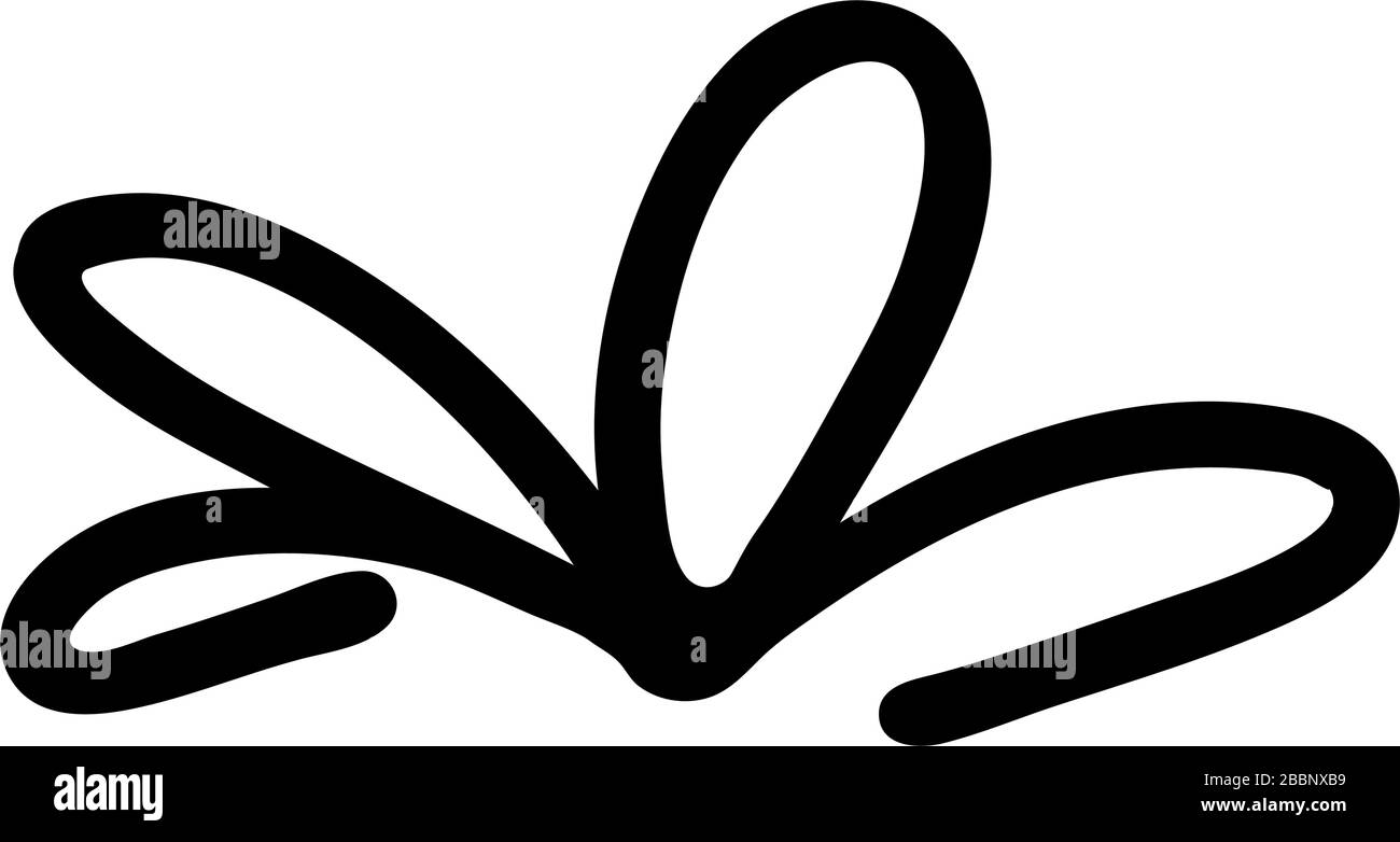Abstraktes Doodle einzelnes Blumenelement für Dekorationsmuster, Verpackungspapier, Tapete, Karten, Einladungen, Packboxen, Blumensträuße. Isoliert auf Whi Stock Vektor