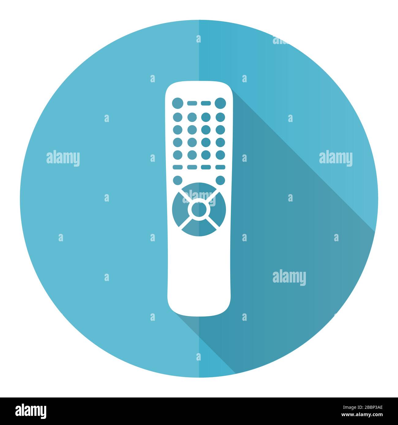 TV-Fernbedienung blaues, flaches Vektorsymbol im runden Design isoliert auf weißem Hintergrund, Abbildung des Fernsehers in eps 10 Stock Vektor