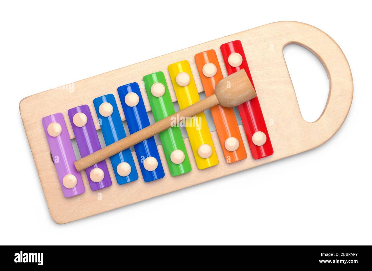Xylophone Draufsicht isoliert auf weißem Hintergrund. Stockfoto