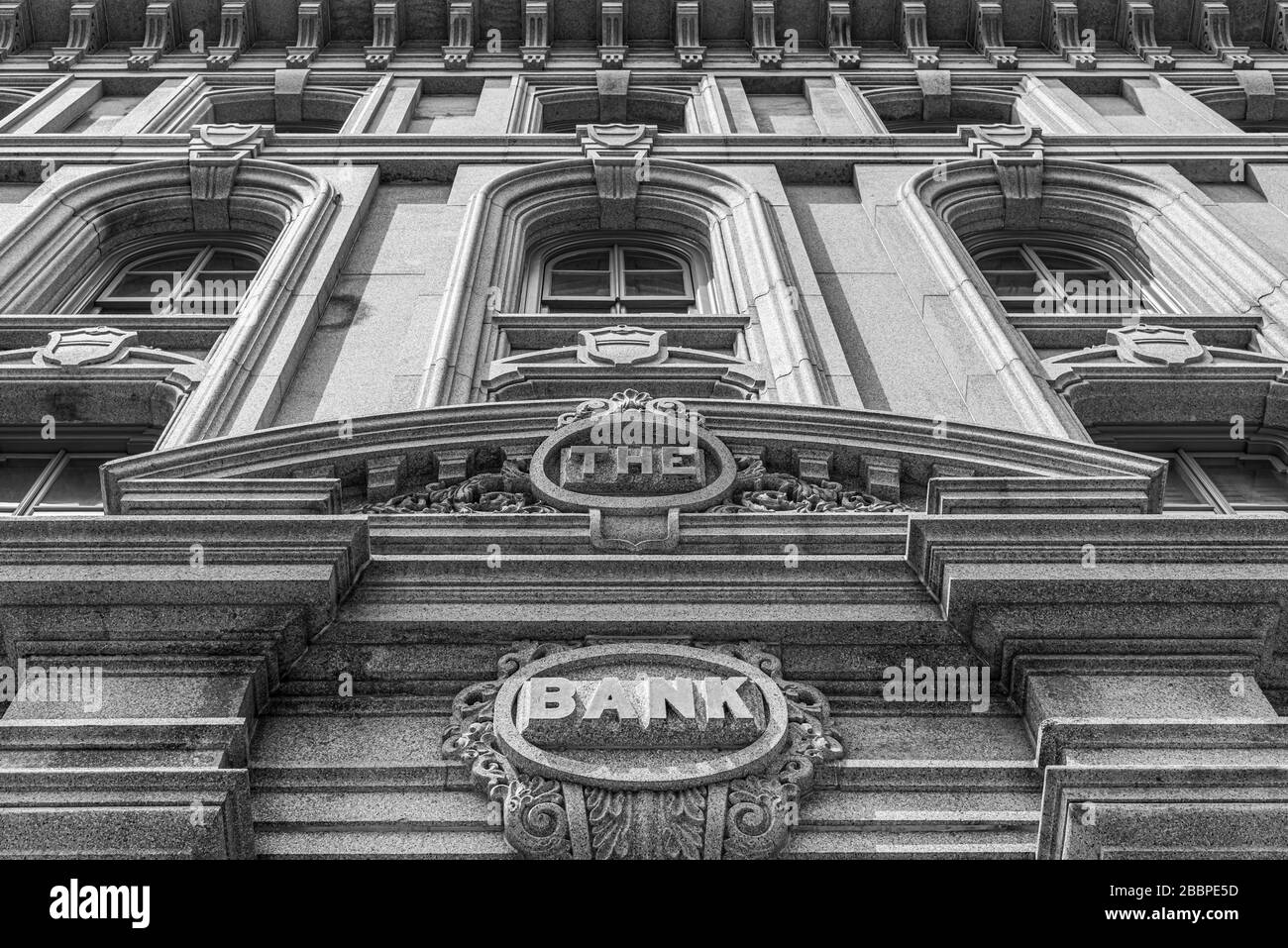The Bank - die Fassade des ehemaligen Bank of Pennsylvania Gebäude in 421 Chestnut Street, Philadelphia, jetzt gehobene Residenzen Stockfoto