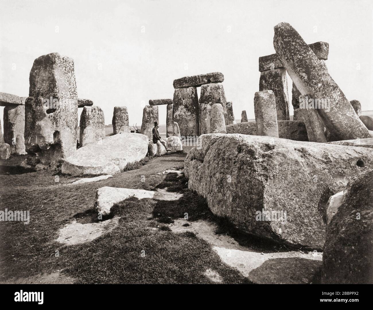 Stonehenge, Wiltshire, England. Fotografiert im späten 19. Jahrhundert, möglicherweise vom englischen Fotografen Francis Frith, zwischen den Jahren 182-1898. Stockfoto