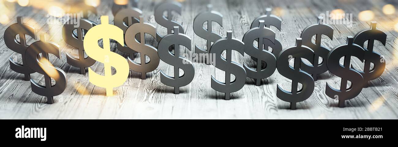 US-Dollar. Geldmittel, Einnahmen und Ersparnisse. 3D-Rendering Stockfoto