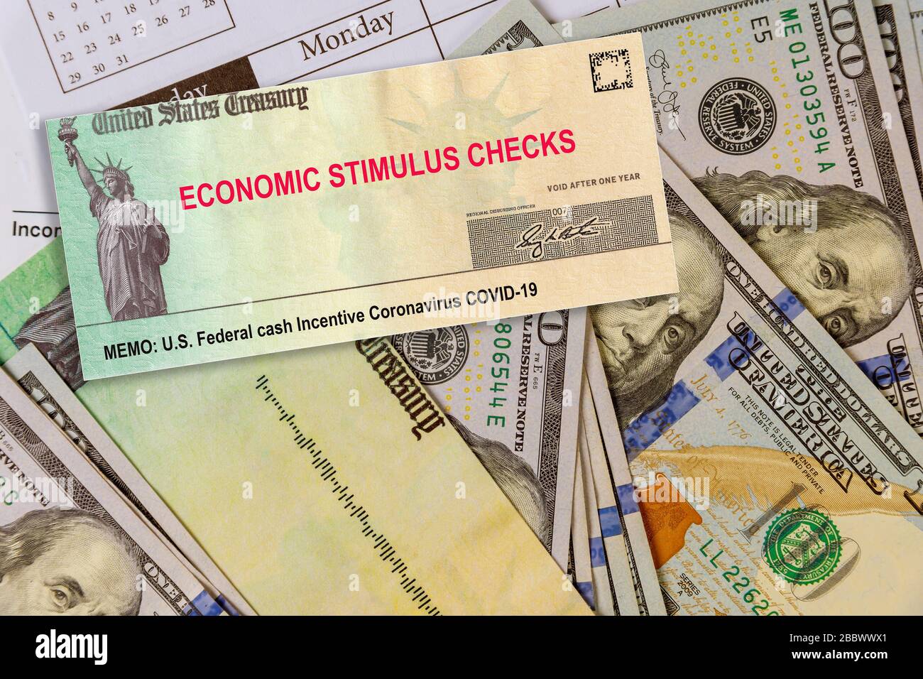 US-Bundesfinanzanreize Coronavirus COVID-19 zum globalen Konjunkturpaket zur pandemischen Lockdown von der Regierung Stockfoto