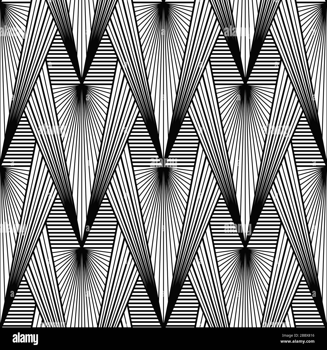 Art-Deco-Muster. Fächerloser Schwarzweiß-Hintergrund Stock Vektor