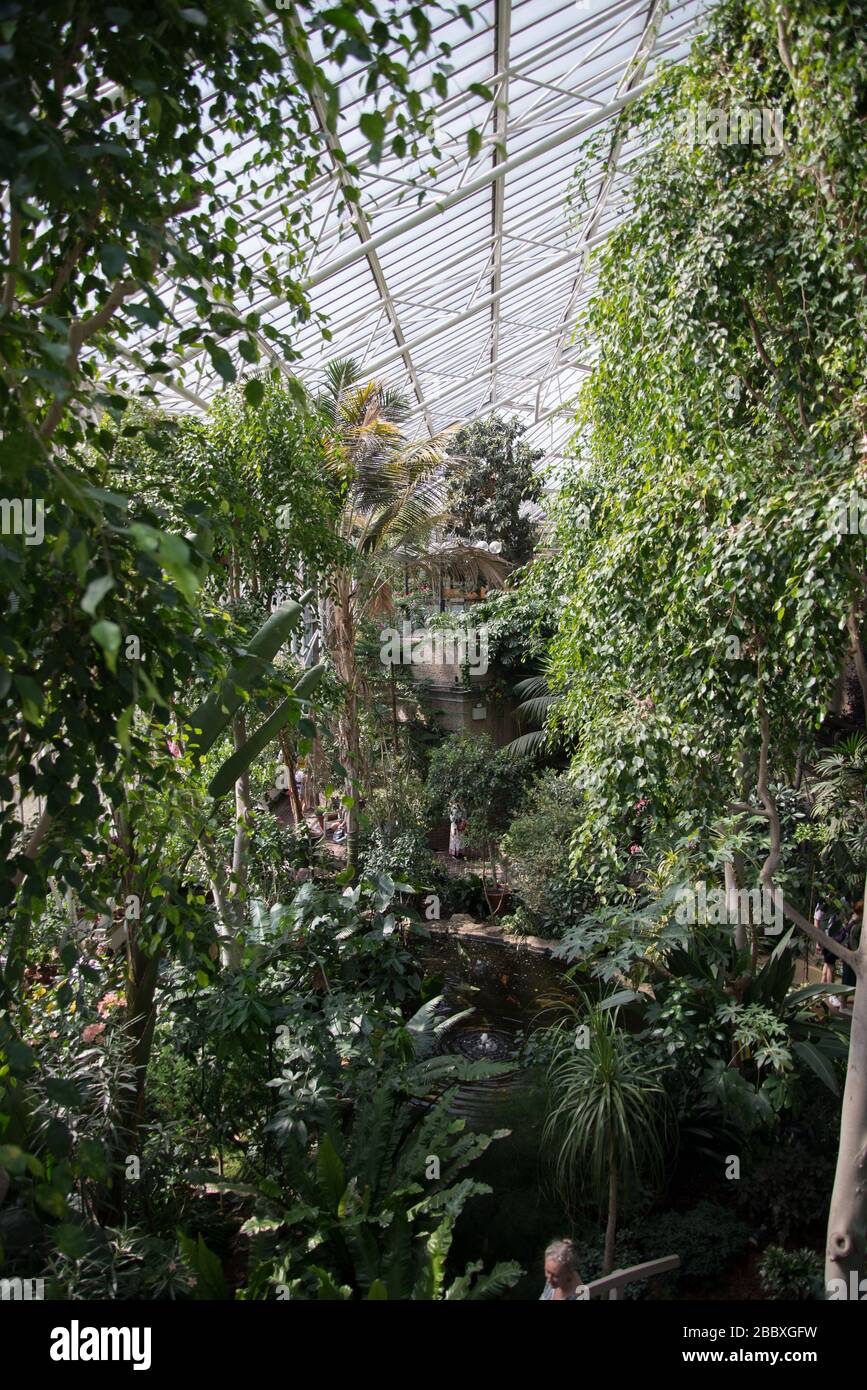 Barbican Conservatory Concrete Architektur Barbican Estate aus den 1960er Jahren von Chamberlin Powell und Bon Architects Ove Arup in Silk Street, London Stockfoto