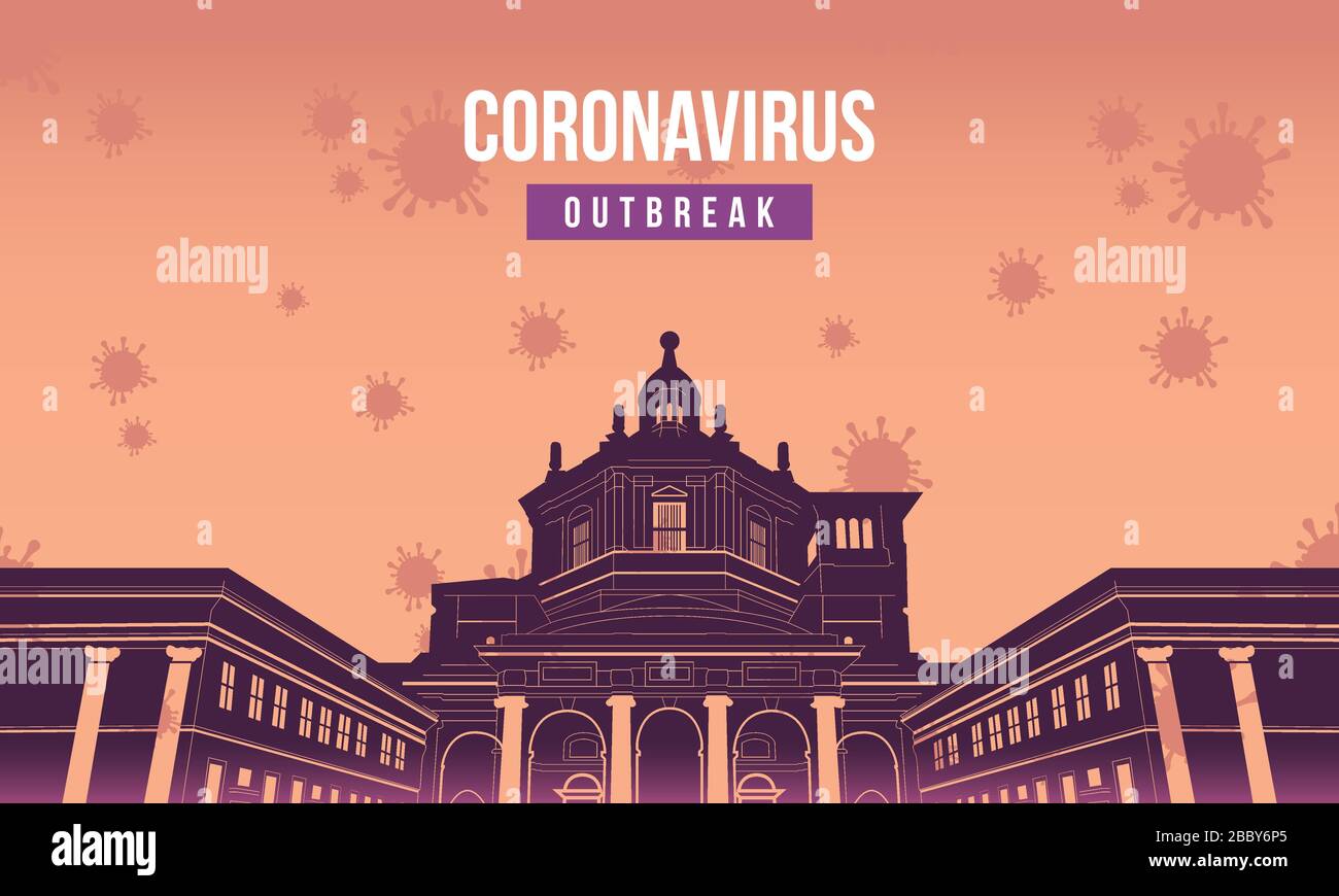 Pandemische Coronavirus Krankheit in der Innenstadt. Physische Distanzierung Stock Vektor