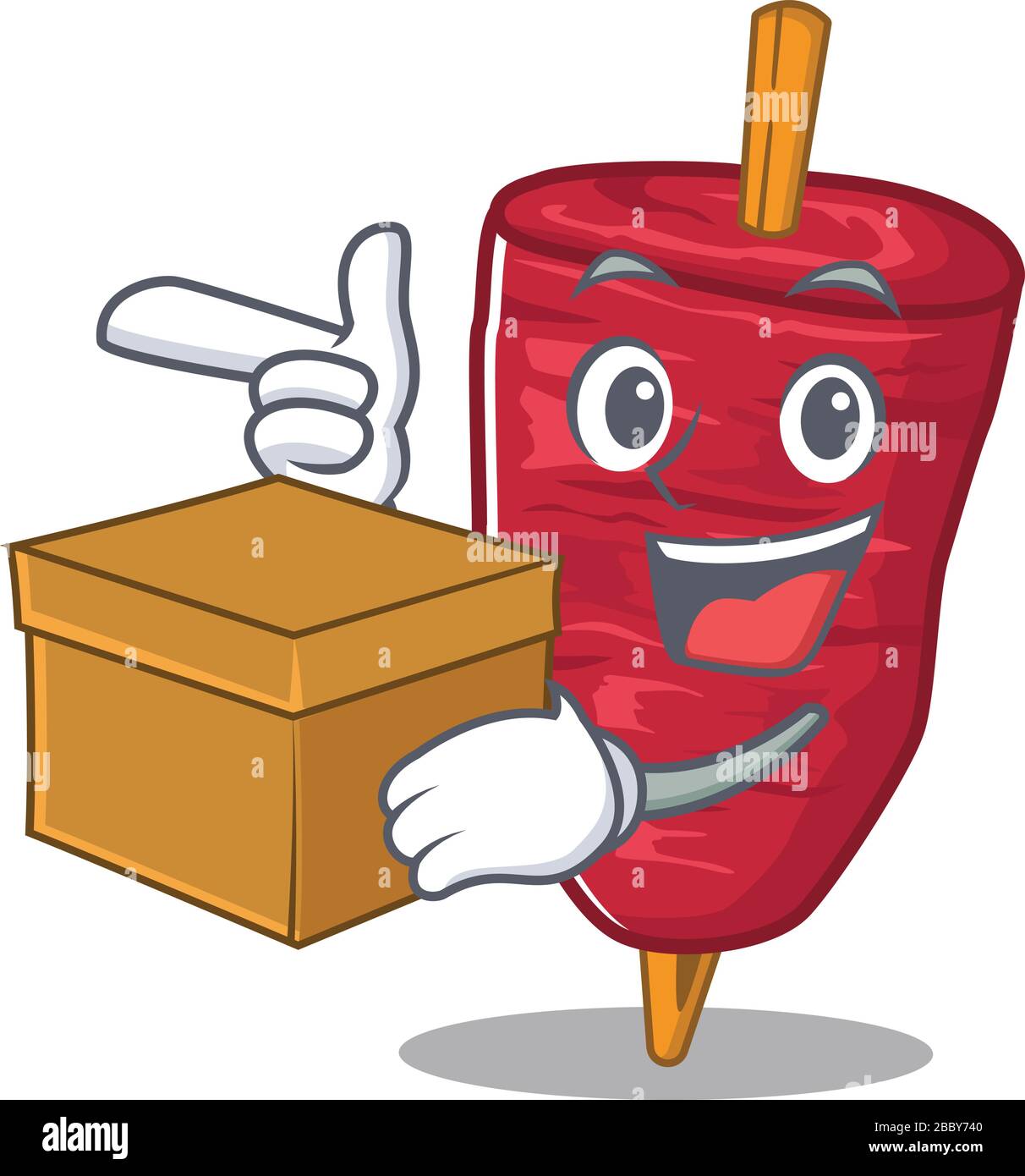 Ein Bild von Döner kebab Cartoon-Design-Konzept mit einer Schachtel ...