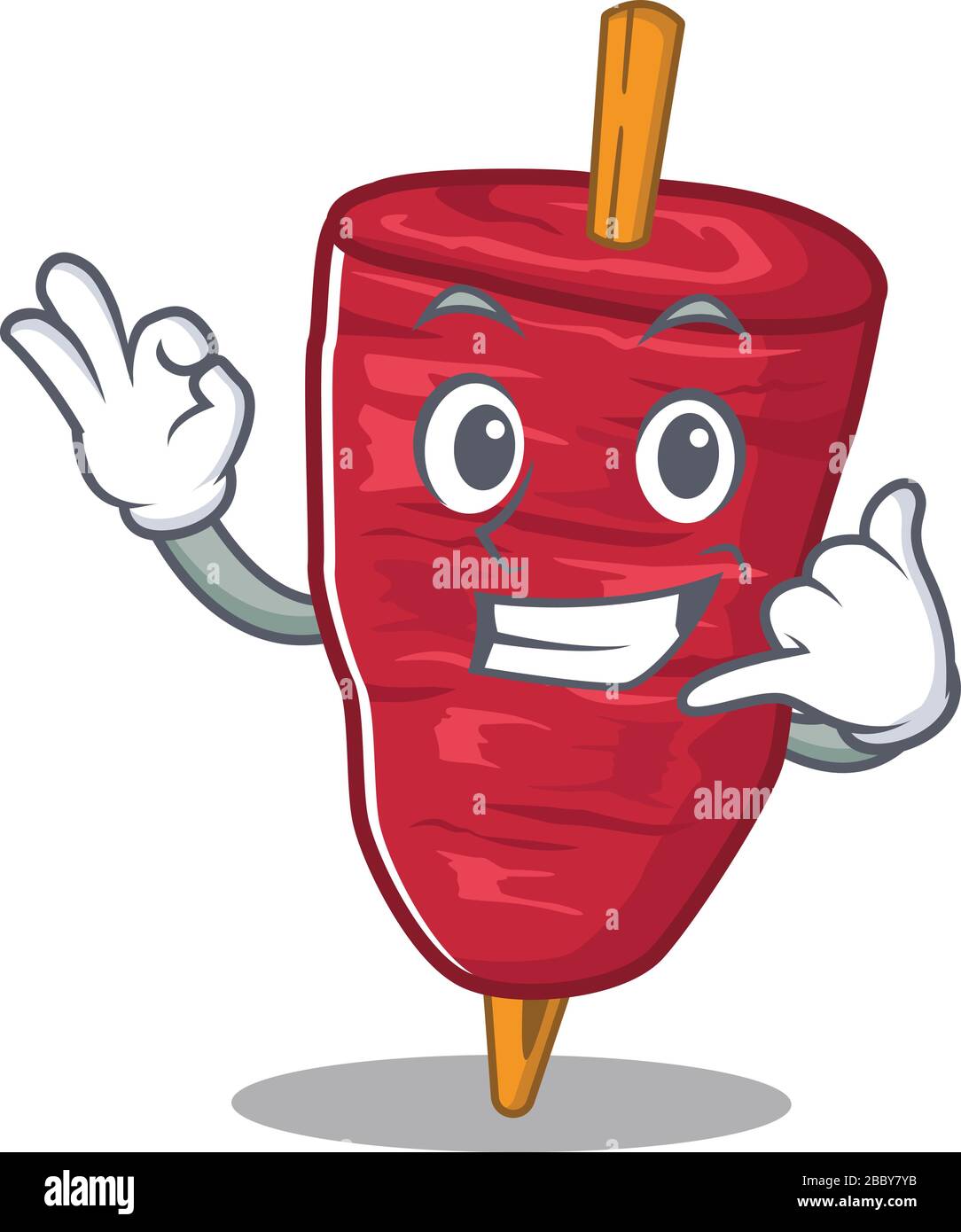 Cartoon-Design von Döner Kebab mit Call Me Funny Geste Stock ...