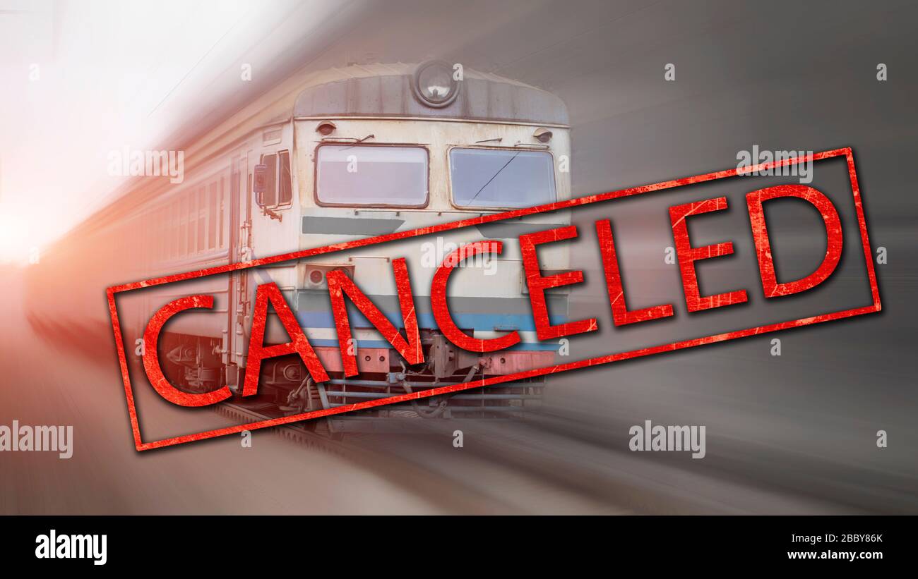 Konzept, Annullierung von Intercity-Zügen im Zusammenhang mit der COVID-19-Epidemie. Stockfoto