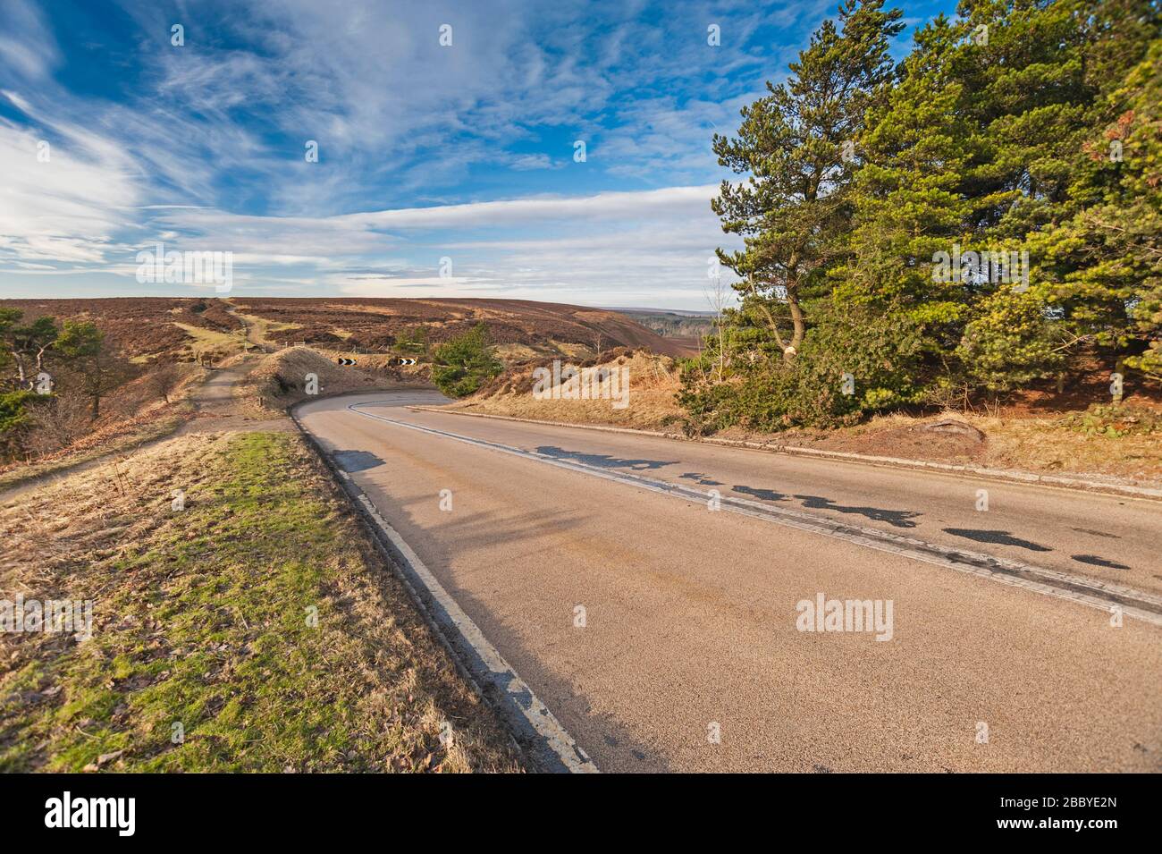 Straße in ländlicher Landschaft Richtung Horizont Stockfoto