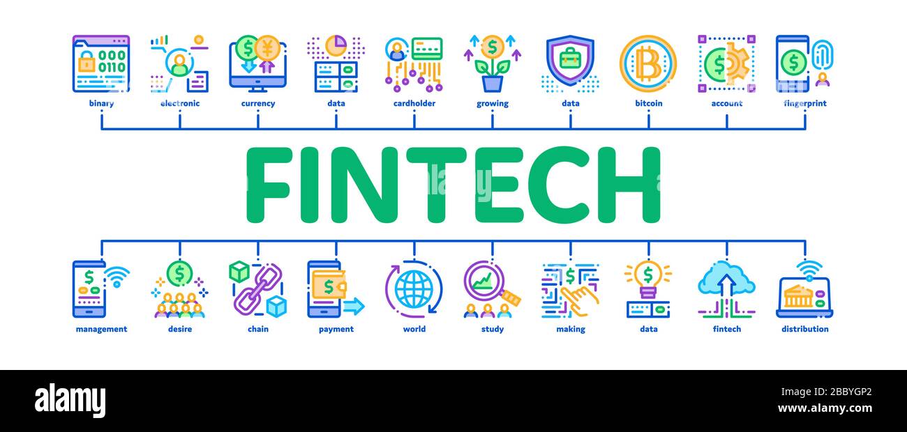 Fintech Innovation Minimal Infographic Banner Vector Stock Vektor