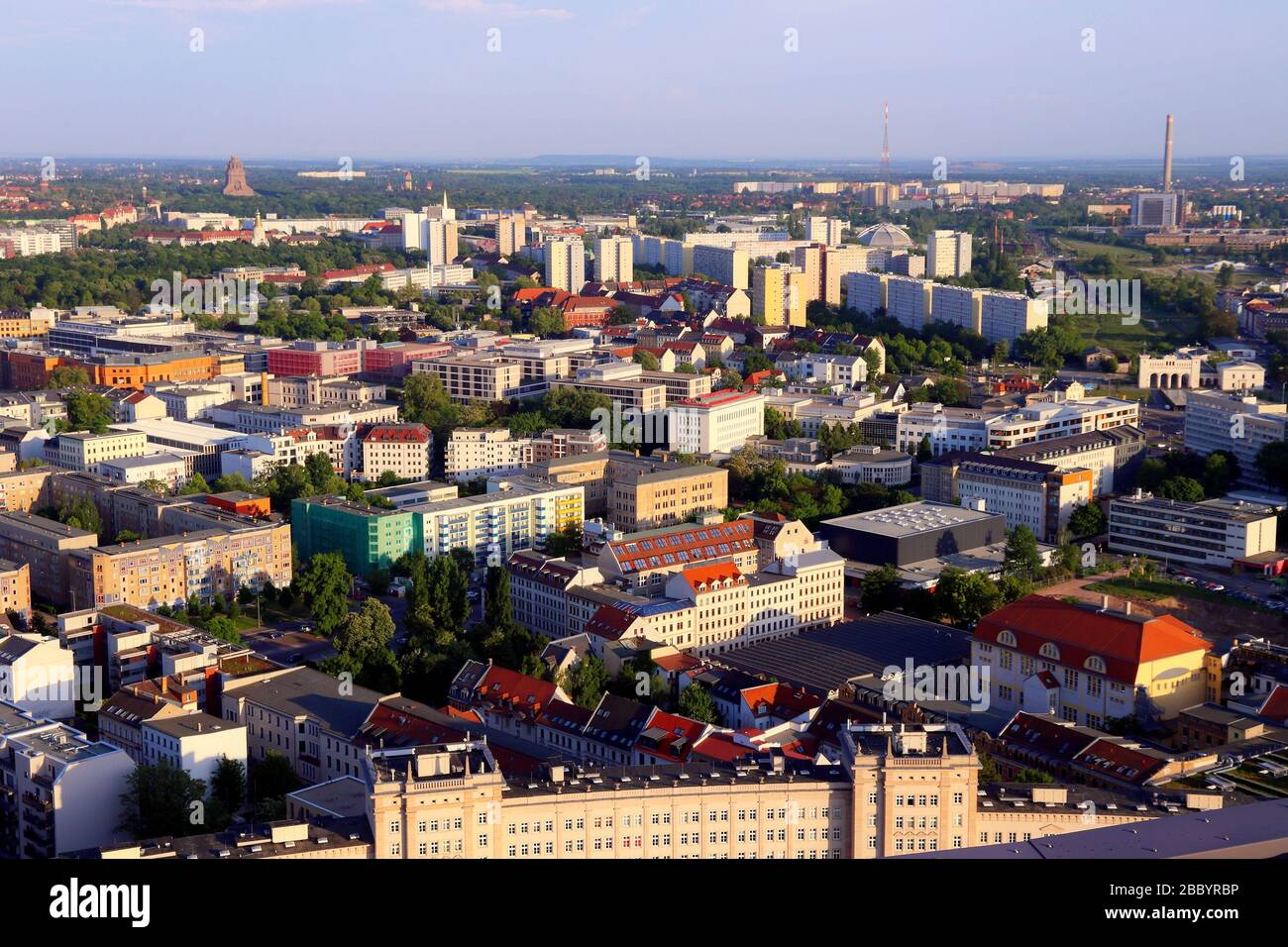 Luftbild Leipzig, Deutschland. Stadtbild mit Stadtteil Marienbrunn. Stockfoto