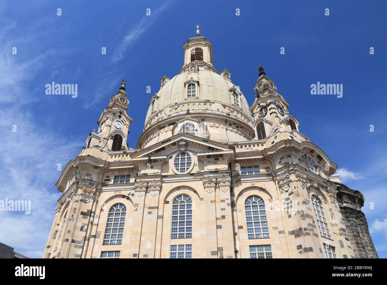 Frauenkirche. Religiöser Meilenstein in Dresden. Stockfoto