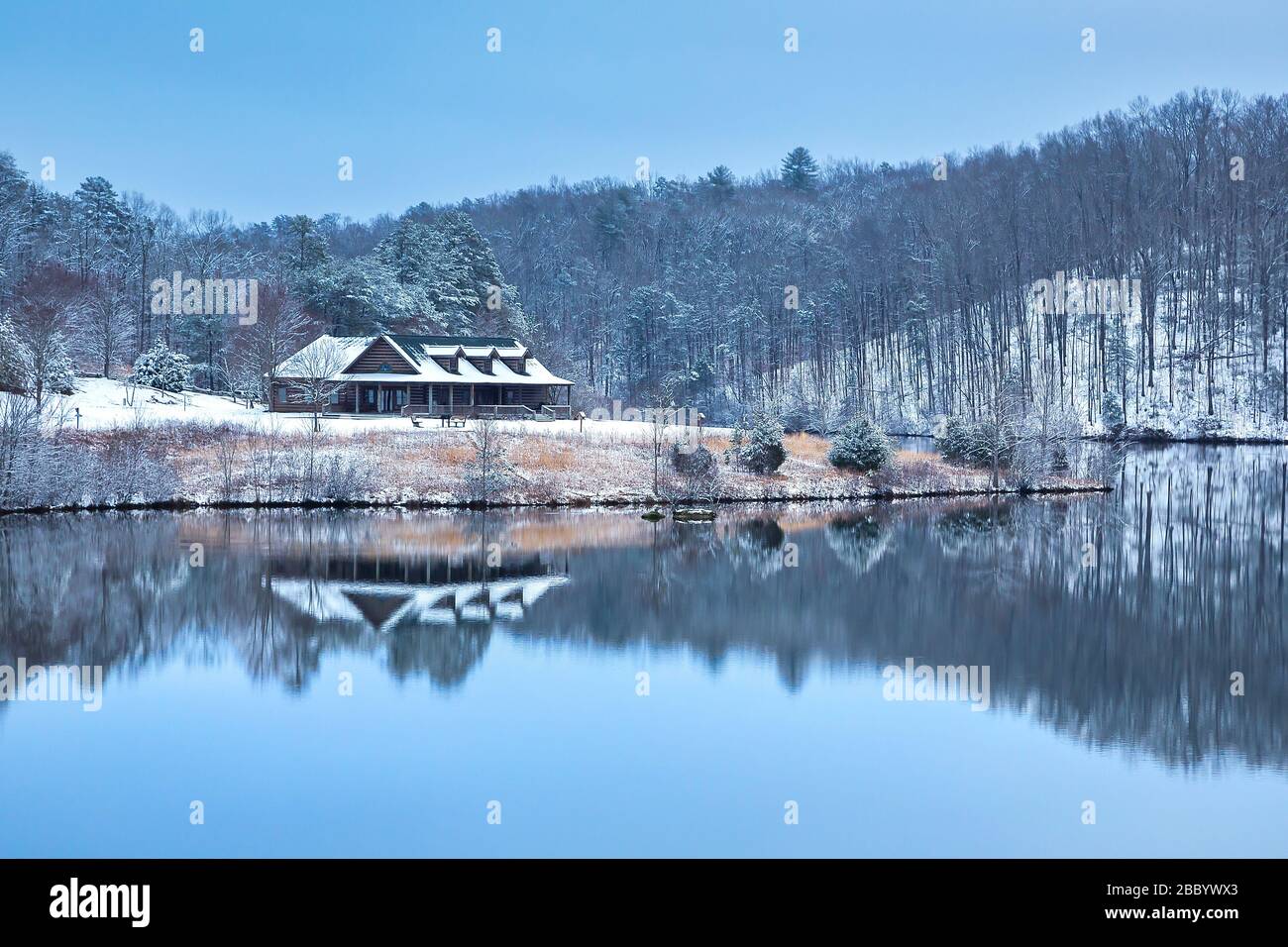 Malerische Winteransicht im Greenville County, South Carolina Stockfoto
