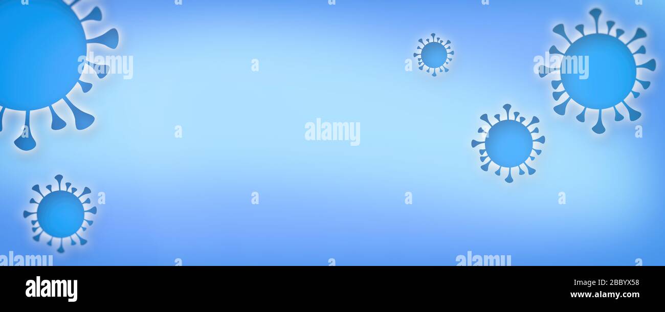 Coronavirus, Kovid-19-Virus, Krankheit, Epidemie, Fiebergefahr, blaues Banner Stockfoto