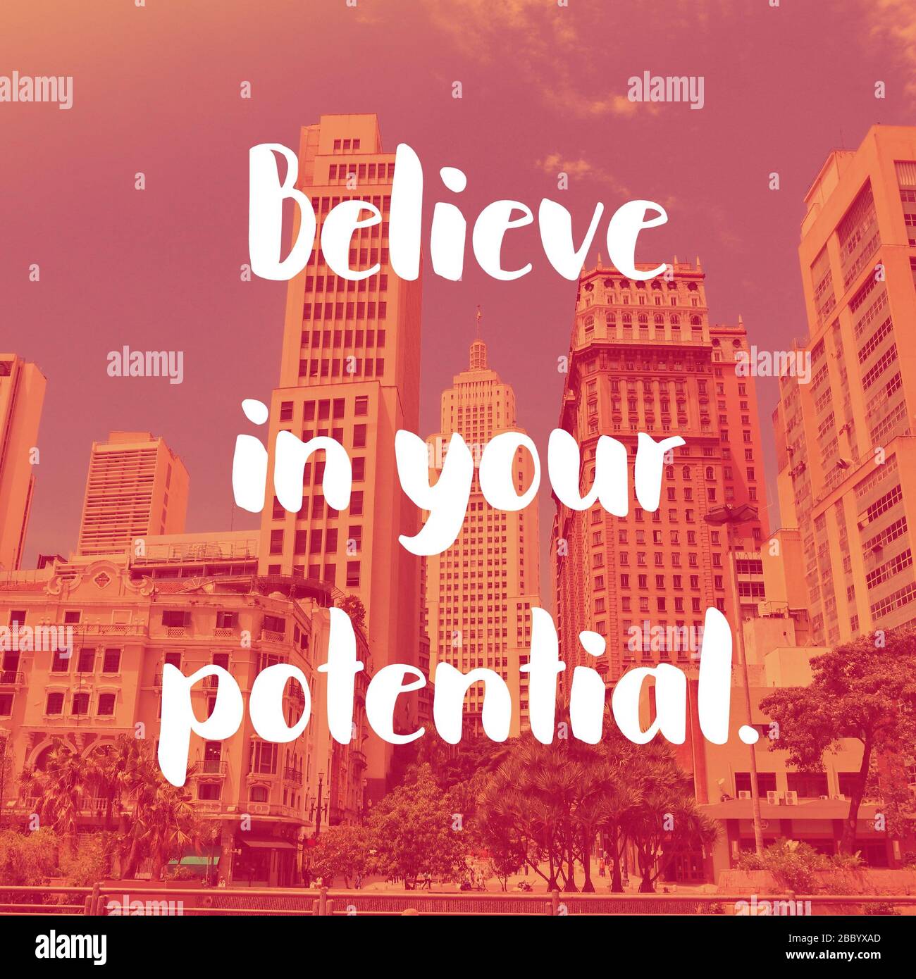 Inspirational Anführungsstrich Poster - Glauben in ihrem Potenzial. Erfolg Motivation. Stockfoto