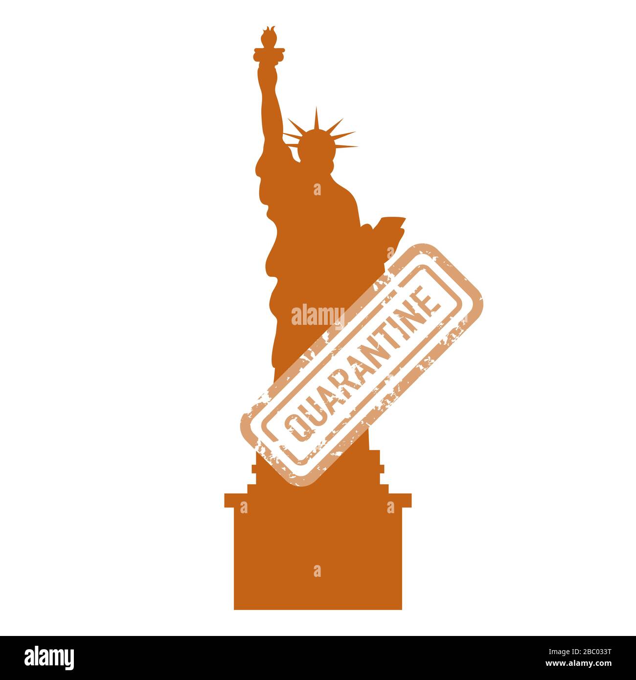 Vector Illustration USA Coronavirus Pandemie Quarantäne China Virus COVID-19 Gefahr 2019-nCoV Ausbrüche der Influenza berühmte amerikanische Freiheitsstatue Stock Vektor