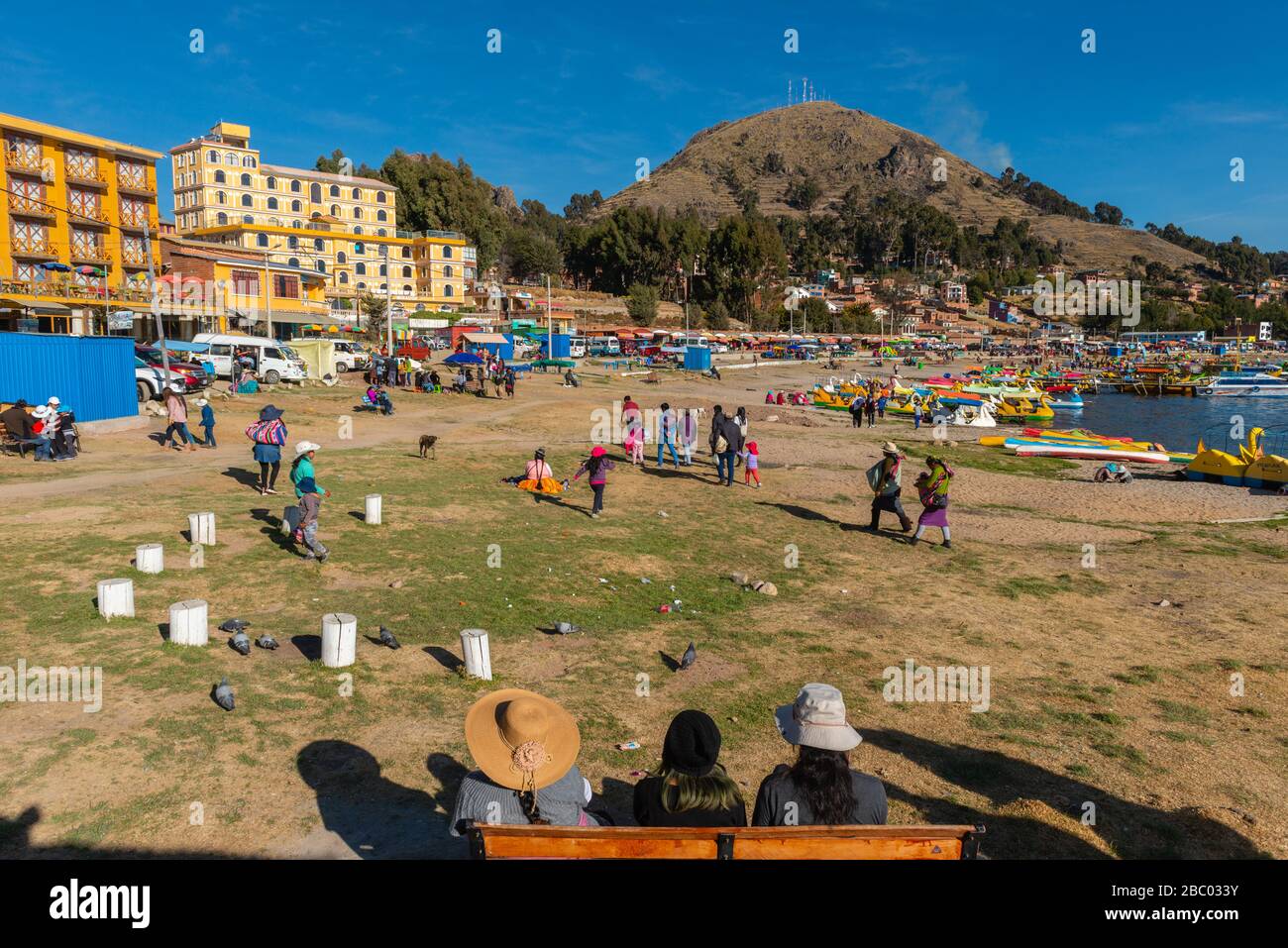 Strand von Copacabana, Titicacasee, Anden Mountains, Department La Paz, Bolivien, Lateinamerika Stockfoto Strand von Copacabana, Titicacasee, Anden Mountains, Department La Paz, Bolivien, Lateinamerika Stockfoto
