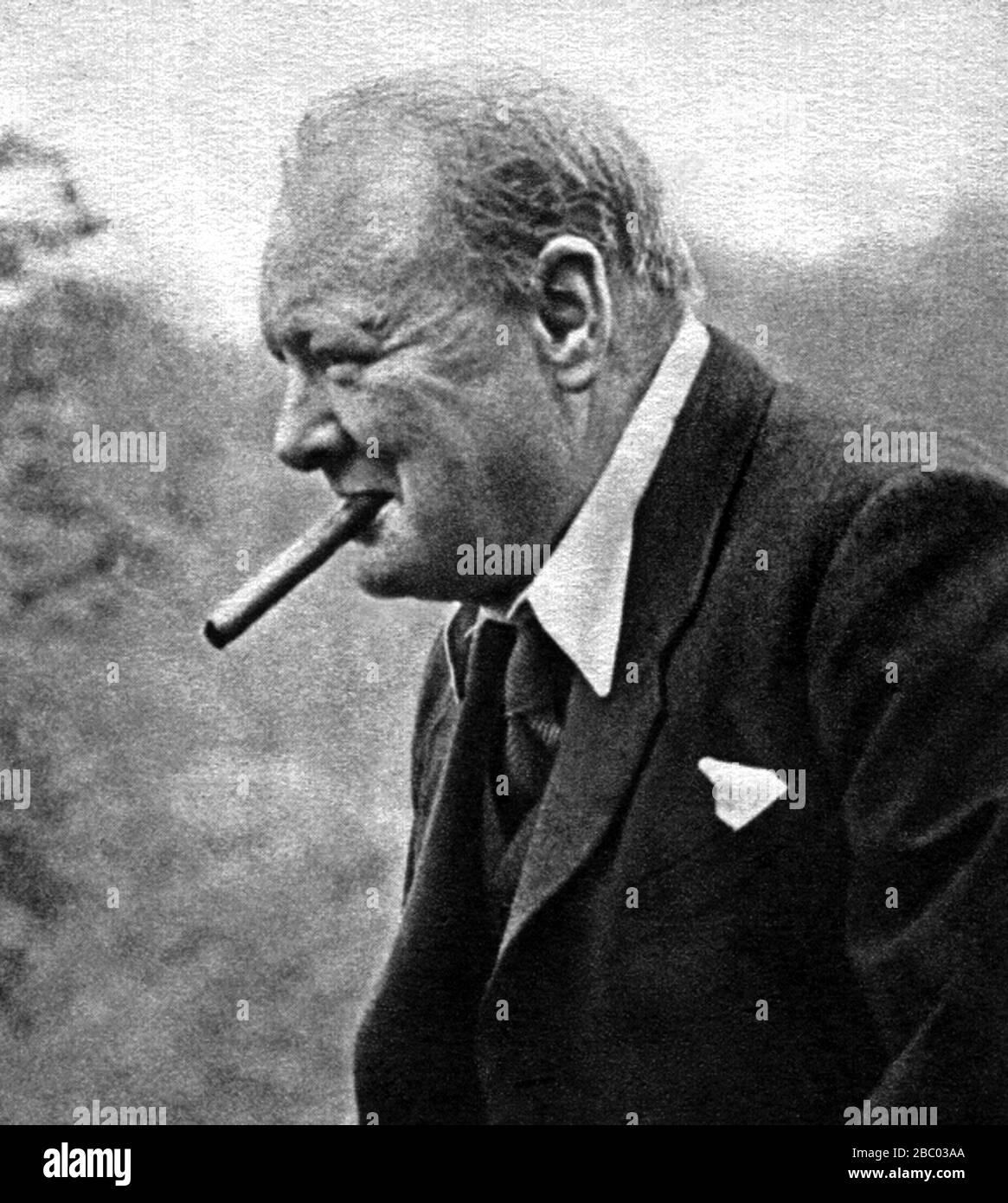 Churchill bei Chartwell während des Besuchs des französischen sozialistischen Führers Leon Blum. Mai 1939. Stockfoto
