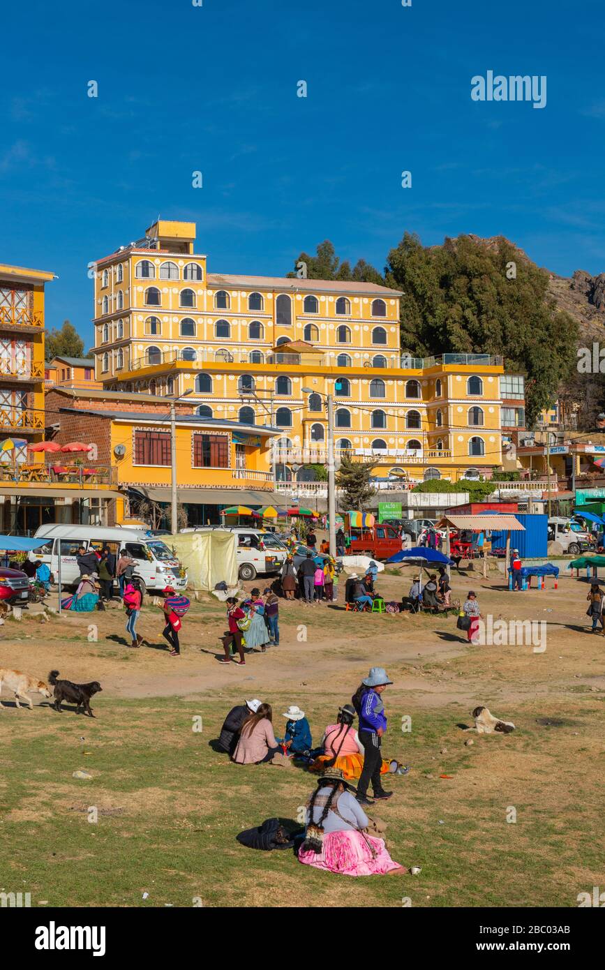 Strand von Copacabana, Titicacasee, Anden Mountains, Department La Paz, Bolivien, Lateinamerika Stockfoto Strand von Copacabana, Titicacasee, Anden Mountains, Department La Paz, Bolivien, Lateinamerika Stockfoto