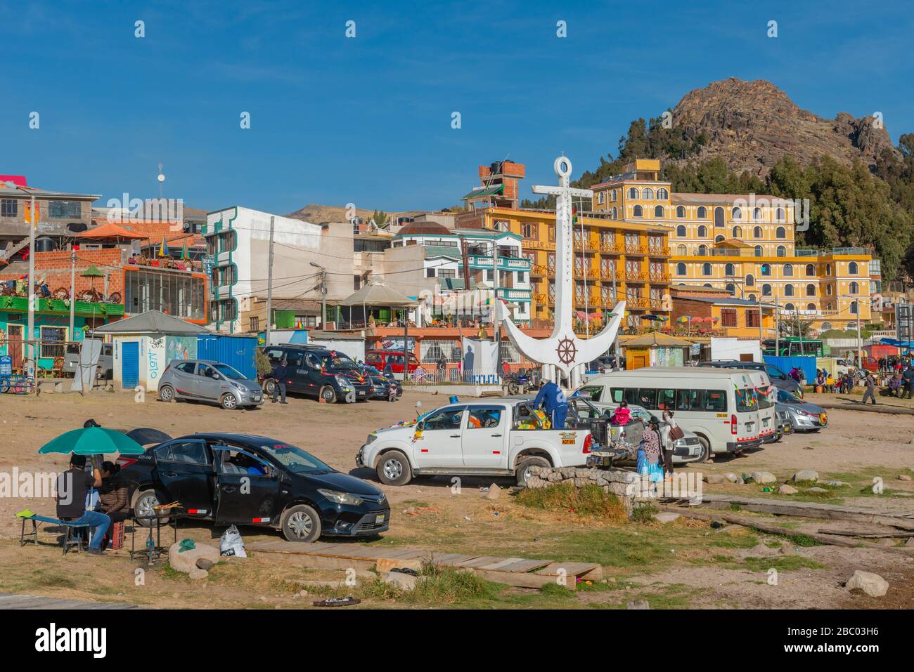 Strand von Copacabana, Titicacasee, Anden Mountains, Department La Paz, Bolivien, Lateinamerika Stockfoto Strand von Copacabana, Titicacasee, Anden Mountains, Department La Paz, Bolivien, Lateinamerika Stockfoto