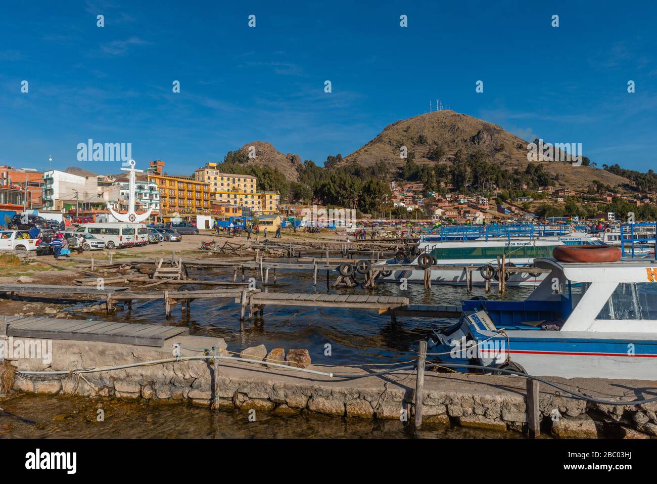 Strand von Copacabana, Titicacasee, Anden Mountains, Department La Paz, Bolivien, Lateinamerika Stockfoto