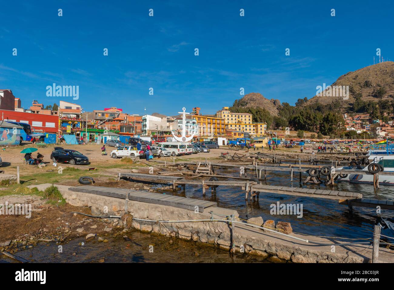 Strand von Copacabana, Titicacasee, Anden Mountains, Department La Paz, Bolivien, Lateinamerika Stockfoto