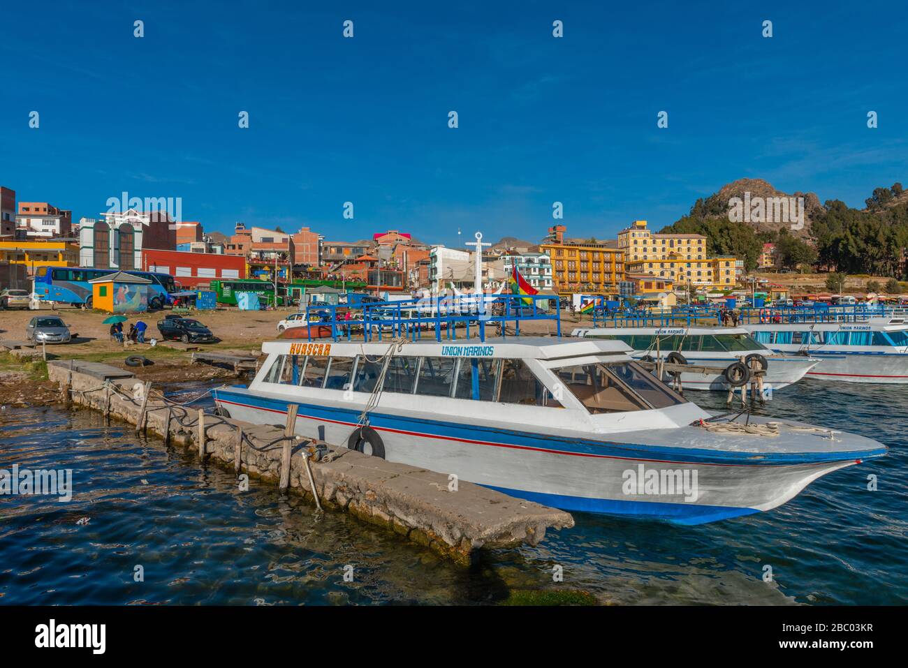 Strand von Copacabana, Titicacasee, Anden Mountains, Department La Paz, Bolivien, Lateinamerika Stockfoto