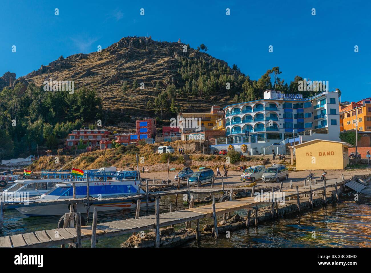 Strand von Copacabana, Titicacasee, Anden Mountains, Department La Paz, Bolivien, Lateinamerika Stockfoto Strand von Copacabana, Titicacasee, Anden Mountains, Department La Paz, Bolivien, Lateinamerika Stockfoto