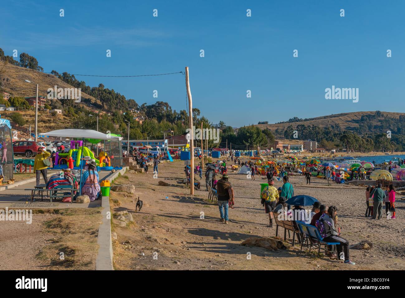 Strand von Copacabana, Titicacasee, Anden Mountains, Department La Paz, Bolivien, Lateinamerika Stockfoto Strand von Copacabana, Titicacasee, Anden Mountains, Department La Paz, Bolivien, Lateinamerika Stockfoto